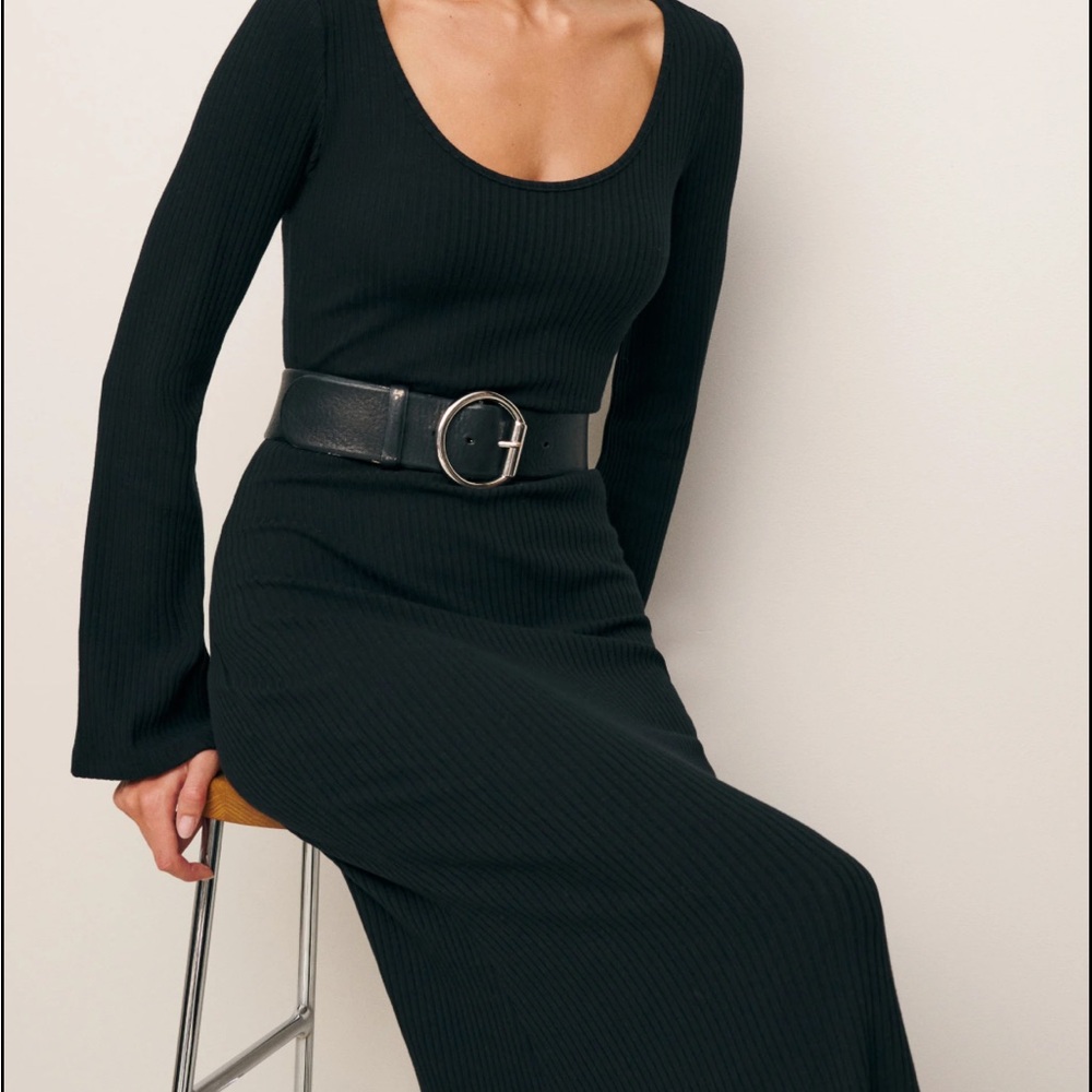 Reformation Black Long Sleeve Dress - Picture 3 of 5
